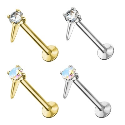 Joia de piercing - labret - em aço cirurgico com cristal PC-106