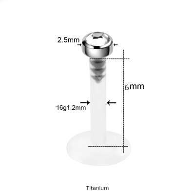 Joia labret de silicone com topo de Titanio e zirconia TC0016
