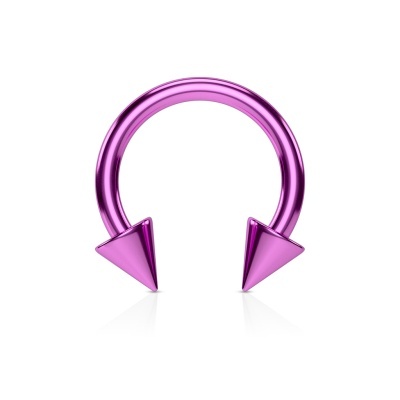 Argola para piercing  - ferradura em  aço cirúrgico com cones - HT02