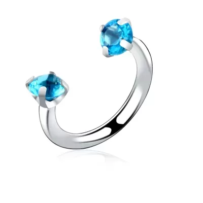 Argola aberta: ferradura em  aço cirúrgico com cristal - HS04/2 - rosca interna