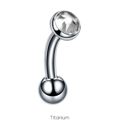 Joia barra curva de Titanio com zirconia cónica redonda e bola TM0071