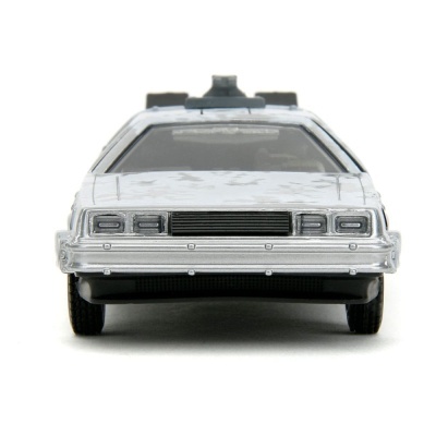 Carro Back to the Future Hollywood Rides Diecast Model 1/32 DeLorean Time Machine Frost