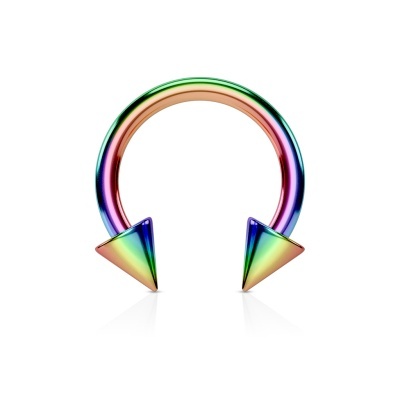 Argola para piercing  - ferradura em  aço cirúrgico com cones - HT02