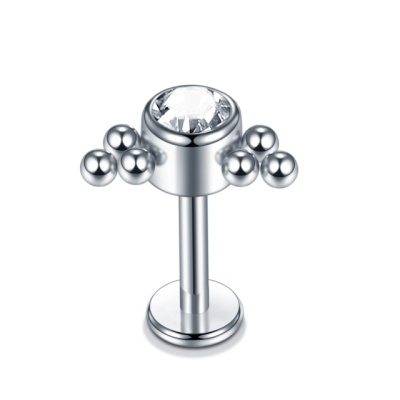 Joia labret de Aço com zircónia e micro bolas S1205