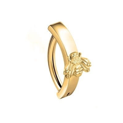 Joia de aço cirurgico para umbigo em forma de D com cobra ou abelha aplicadas CC051