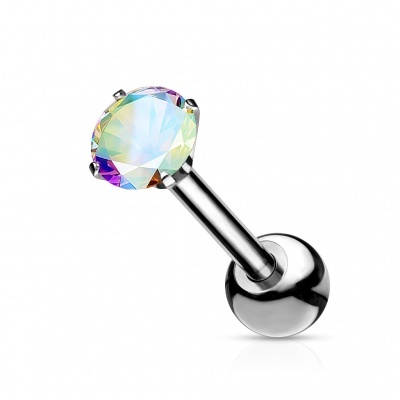 Joia -barra de piercing em Titanio - com cristal zirconia T23J04