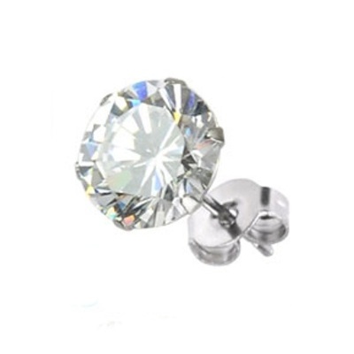 PAR   Brincos em aço cirúrgico com zirconia redonda - SERD - 2mm até 10mm