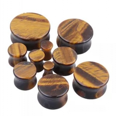 Plug - alargador orgânico de pedra natural Olho de Tigre PST17