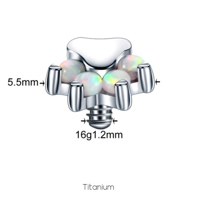 Topo microdermal patinha  de Aço Cirúrgico 316L  com 4 opalas TD0045