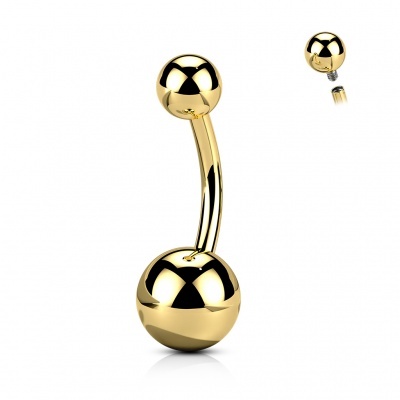 Joia básica de Titanio (banana) para umbigo com revestimento cor TIN01T Joia básica de Titanio (banana) para umbigo com revestimento cor TIN01T