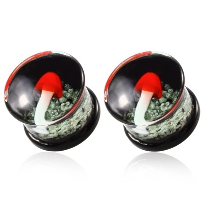 Plug de vidro com cogumelo brilha no escuro E7502