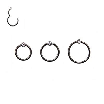 Argola em aço cirurgico com bola e cristal PY-052