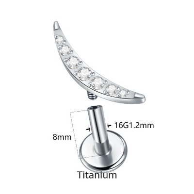 Labret de Titanio com formação de 7 micro zirconias em curva TC085