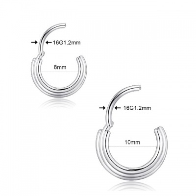 Argola tripla de segmento em aço cirúrgico 316L com fecho click R2433