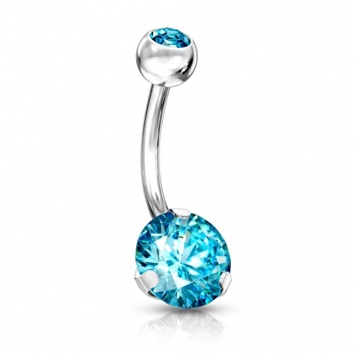 Body piercings - Banana de umbigo aço cirúrgico com 2 cristais - NS05