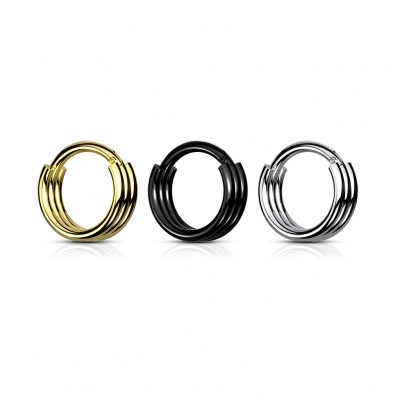 Argola segmento  em aço cirúrgico 316L tripla RH76