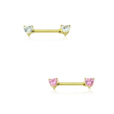 Barra de aço cirurgico 316L para piercing de mamilo com coração JSB011