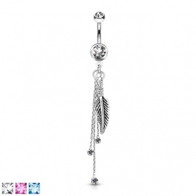 Barra curva aço cirurgico 316L para umbigo com pena NAL13513