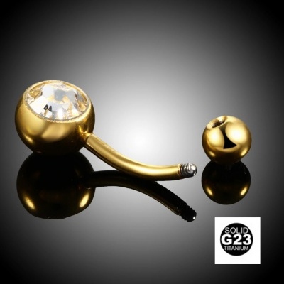 Jóia de Titânio para umbigo com 2 Zircónias T23N04G