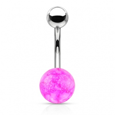 Barra curva - Banana de umbigo aço cirúrgico com bola acrílico- NSD1901