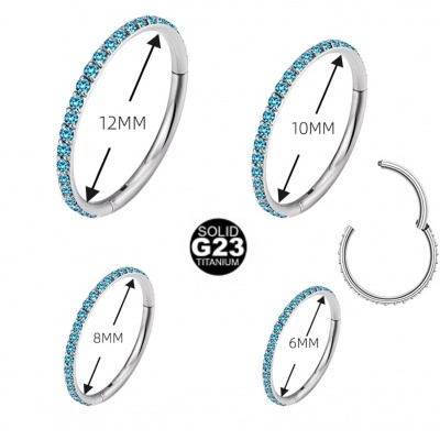 Argola de Titanio para vários tipos de piercings com mini zircónias em redor TRC01
