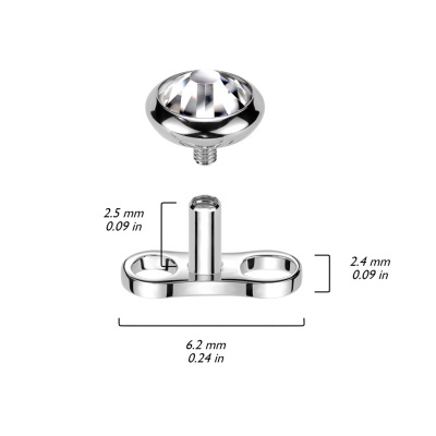 Joia para microdermal com base Titanio e topo cristal redondo TID05 Joia para microdermal com base Titanio e topo cristal redondo TID05