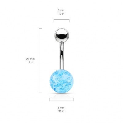 Barra curva - Banana de umbigo aço cirúrgico com bola acrílico- NSD1901