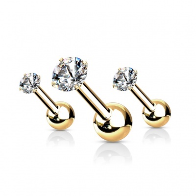 Pack 3 body piercings - Barra de aço cirúrgico com  cristal  VJ-018