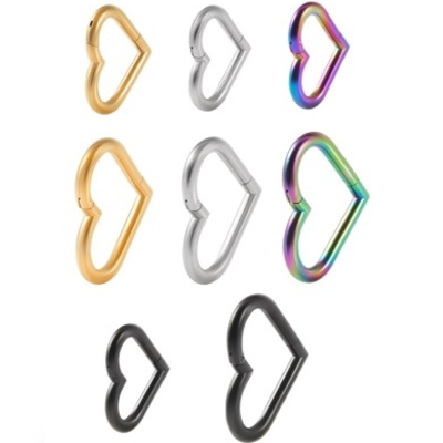 Coração em aço cirurgico para rook, daith helix com fecho de click  HRT01