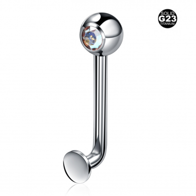 Jóia de Titanio G23 para piercing genital feminino com disco e bola com zircónia TBP102