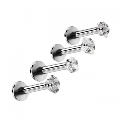 Jóia labret de lábio, cartilagem em aço cirurgico 316L , rosca interna, com cristal  em formas desenho  GO615CH