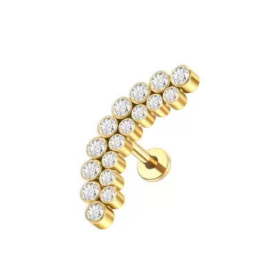 Joia labret de Titanio com formação em arco 2 filas de micro zirconias TC072