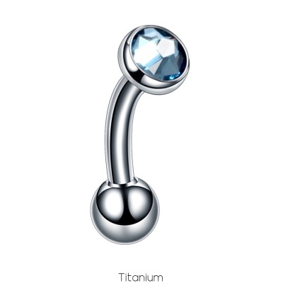 Joia barra curva de Titanio com zirconia cónica redonda e bola TM0071