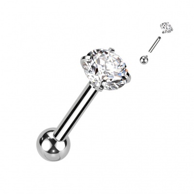 Jóia barbell - barra de piercing em Titânio - com cristal zirconia TIB05 Jóia barbell - barra de piercing em Titânio - com cristal zirconia TIB05