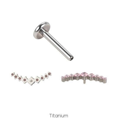 Joia labret de Titânio com formação de 9 zircónias TP122