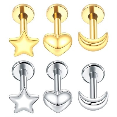 Joia labret em aço cirurgico com figuras AC110