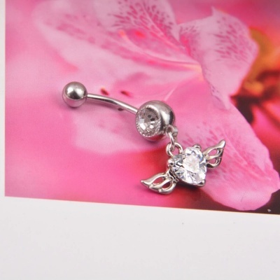 Piercing para umbigo em aço Cirúrgico 316L com coração  NHW01