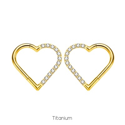 Jóia de Titânio forma coração com zircónias TO-469 Jóia de Titânio forma coração com zircónias TO-469