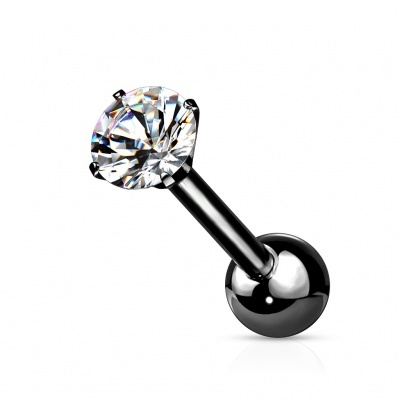 Joia -barra de piercing em Titanio - com cristal zirconia T23J04
