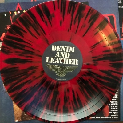 Saxon – Denim And Leather LP Album  L.E. vinyl Red with Black Splatter 40th anniv.