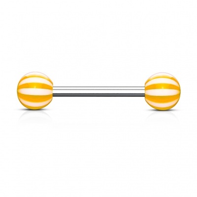 Body piercings - Barra de Língua em aço cirúrgico com bolas gomos - 000BC