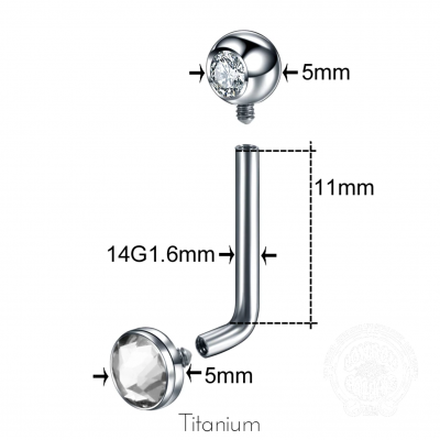 Jóia de titânio para piercing genital Christina com 2 zircónias TBP101