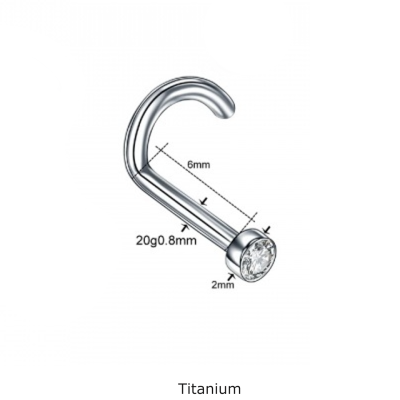 Jóia de Titanio G23 para nariz em espiral e botão com Zircónia T23NO5 Jóia de Titanio G23 para nariz em espiral e botão com Zircónia T23NO5