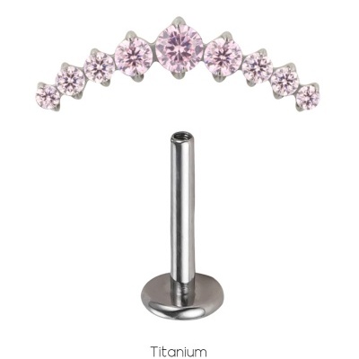 Joia labret de Titânio com formação de 9 zircónias TP122
