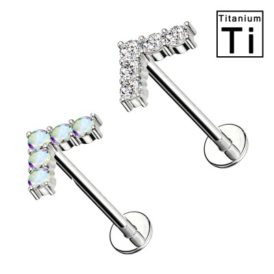 Joia labret em Titanio com formação de 5 micro cristais em triangulo - PWC-005 Joia labret em Titanio com formação de 5 micro cristais em triangulo - PWC-005