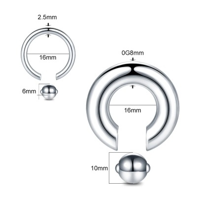 Alargador/peso  em aço cirurgico, de pressão com bola de encaixe E8509