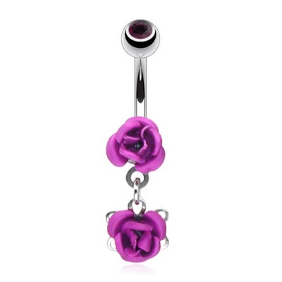 Joia de piercing para umbigo aço 316L com dupla rosa  NSQ-0292