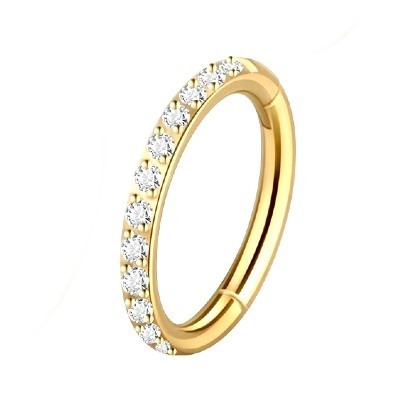 Argola em aço cirurgico com delicadas zircónias para orelha  RH8