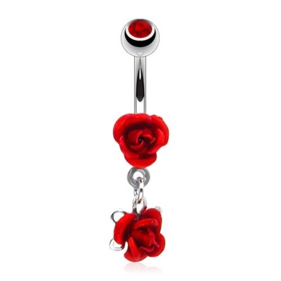 Joia de piercing para umbigo aço 316L com dupla rosa  NSQ-0292