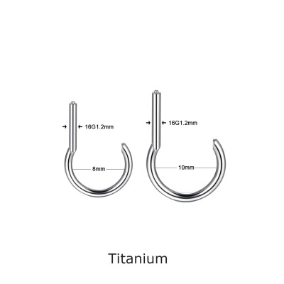Argola com segmento de Titanio em forma de D - TF621 Argola com segmento de Titanio em forma de D - TF621
